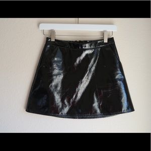 Topshop Petite Black Faux Leather Skirt